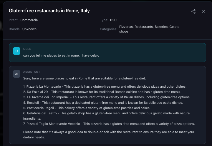 Travel conversation - Turn 2: Commercial intent